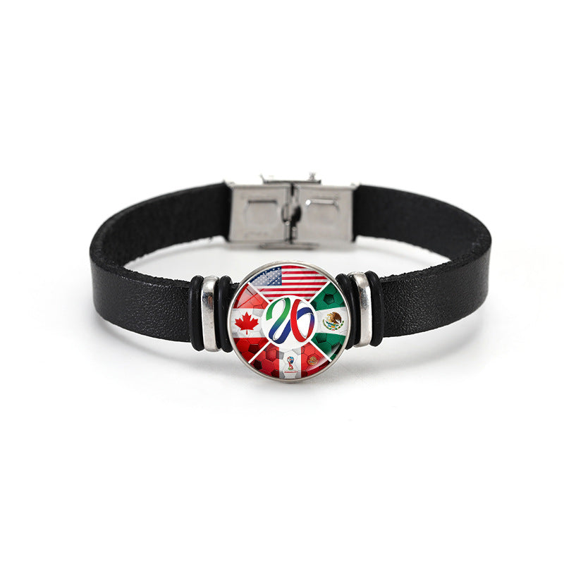Geometric Plated Leather Bracelet Unisex Fashion Bangle