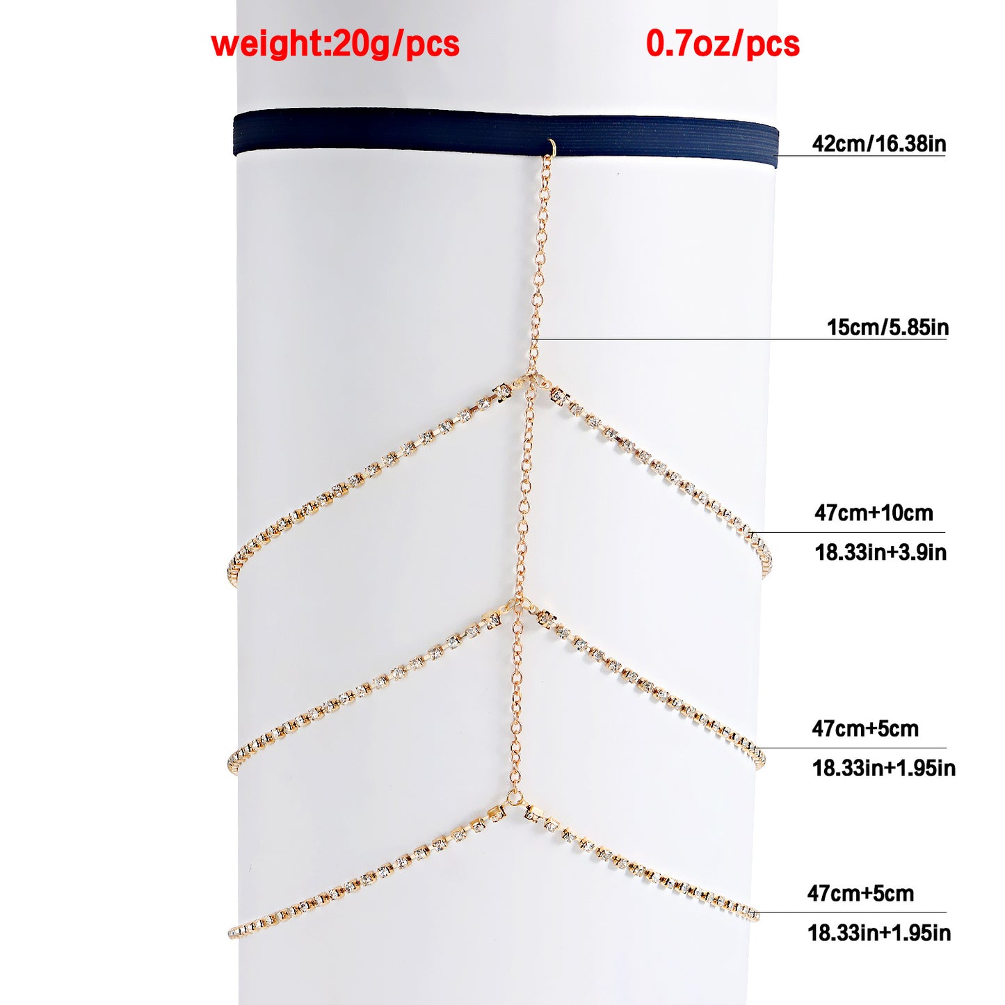 Punk Minimalist Rhinestone Multi-Layer Body Chain for Women
