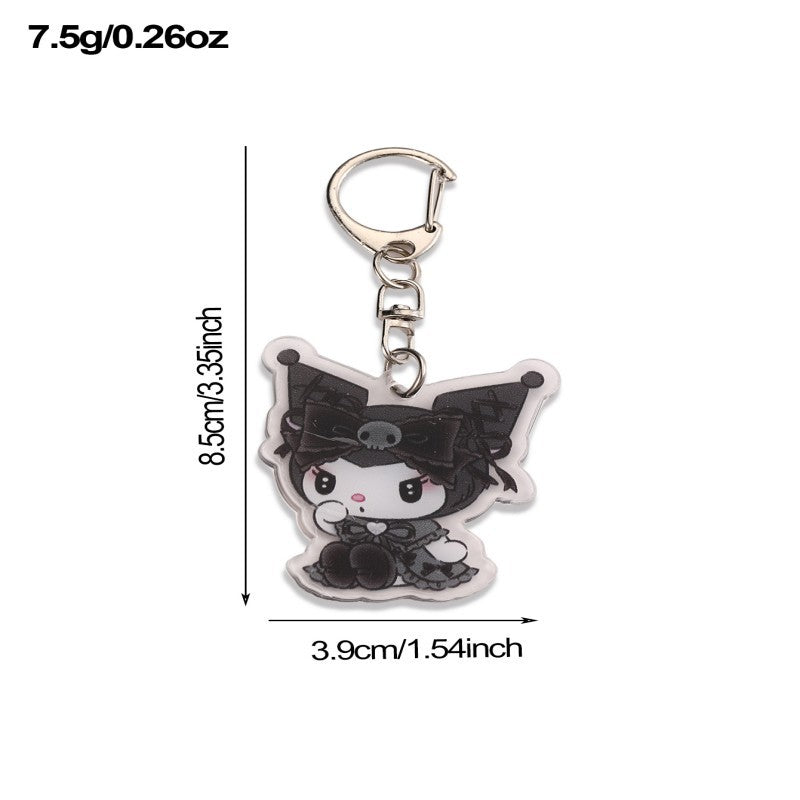 Portachiavi Carino in Acrilico con Ciondoli di Kuromi, Cinnamoroll e Kt Cat per Borse e Regali