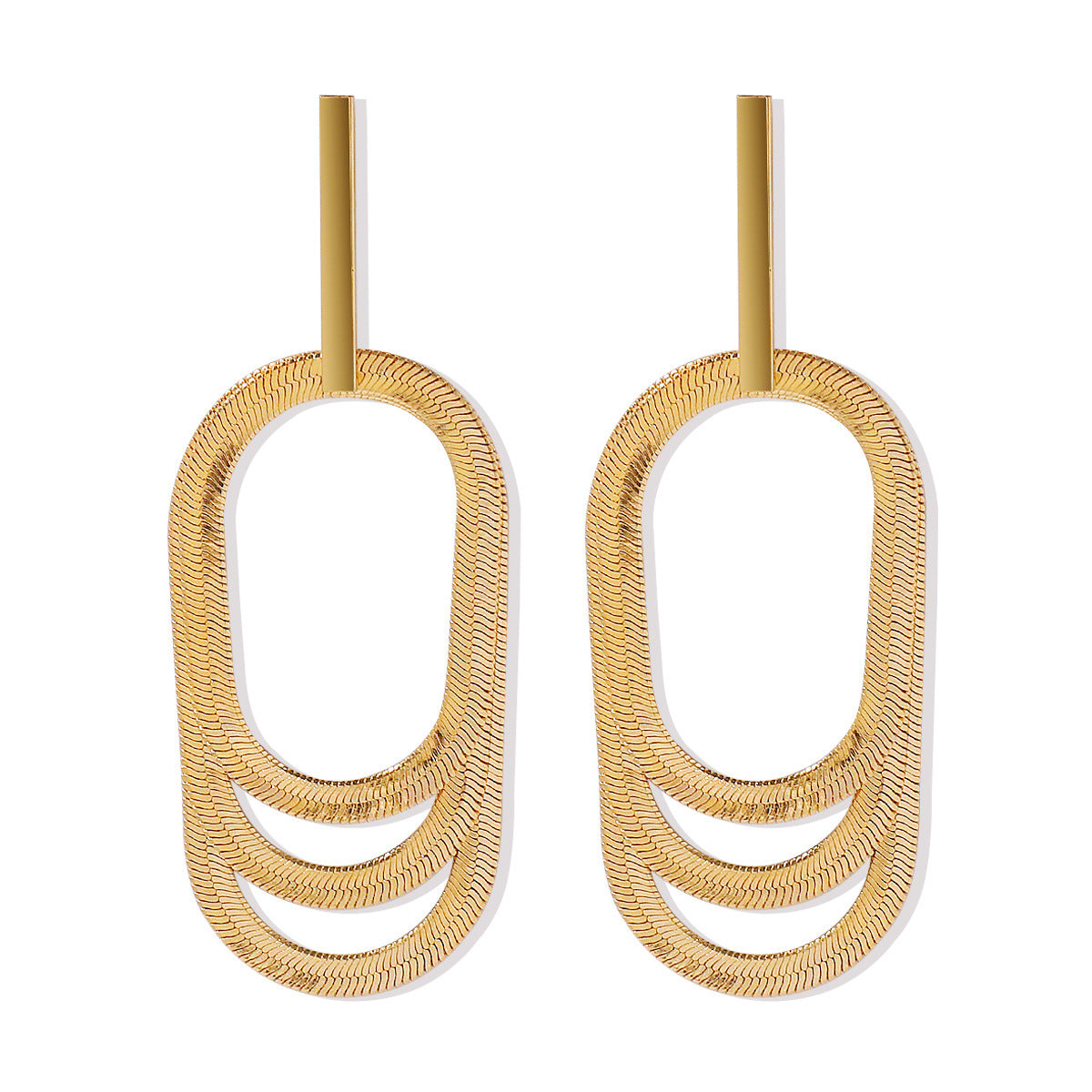 Pendientes de aro de metal geométricos calados de estilo vintage con acabado galvanizado para mujer