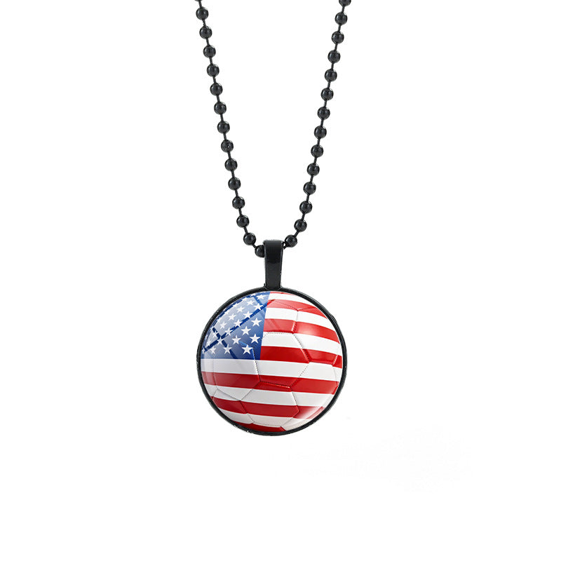Collana Unisex Casual con Pendente Rotondo Geometrico di Cristallo e Catena a Sfera Placcata in Lega