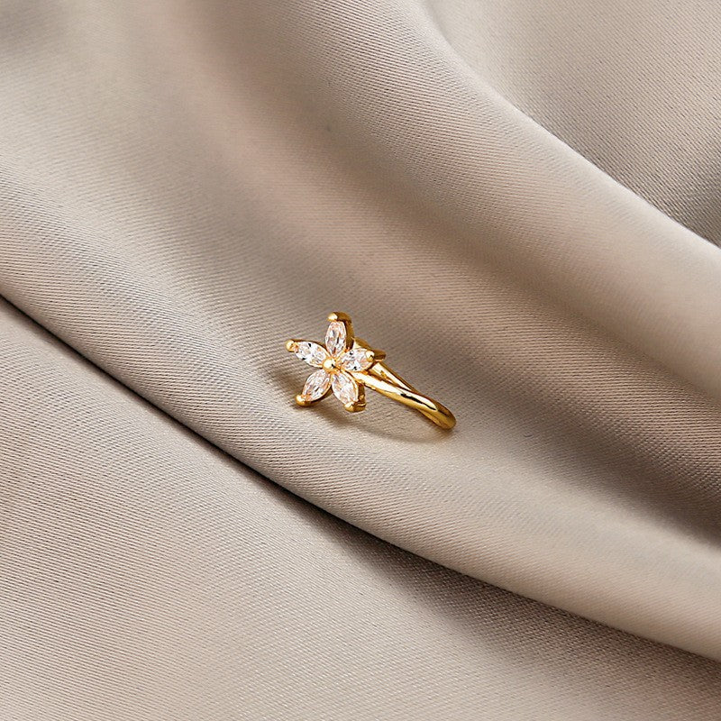 Minimalist Geometric U-Shaped Nose Clip Brass 18K Gold Plated Cubic Zirconia Adjustable Charm Bar