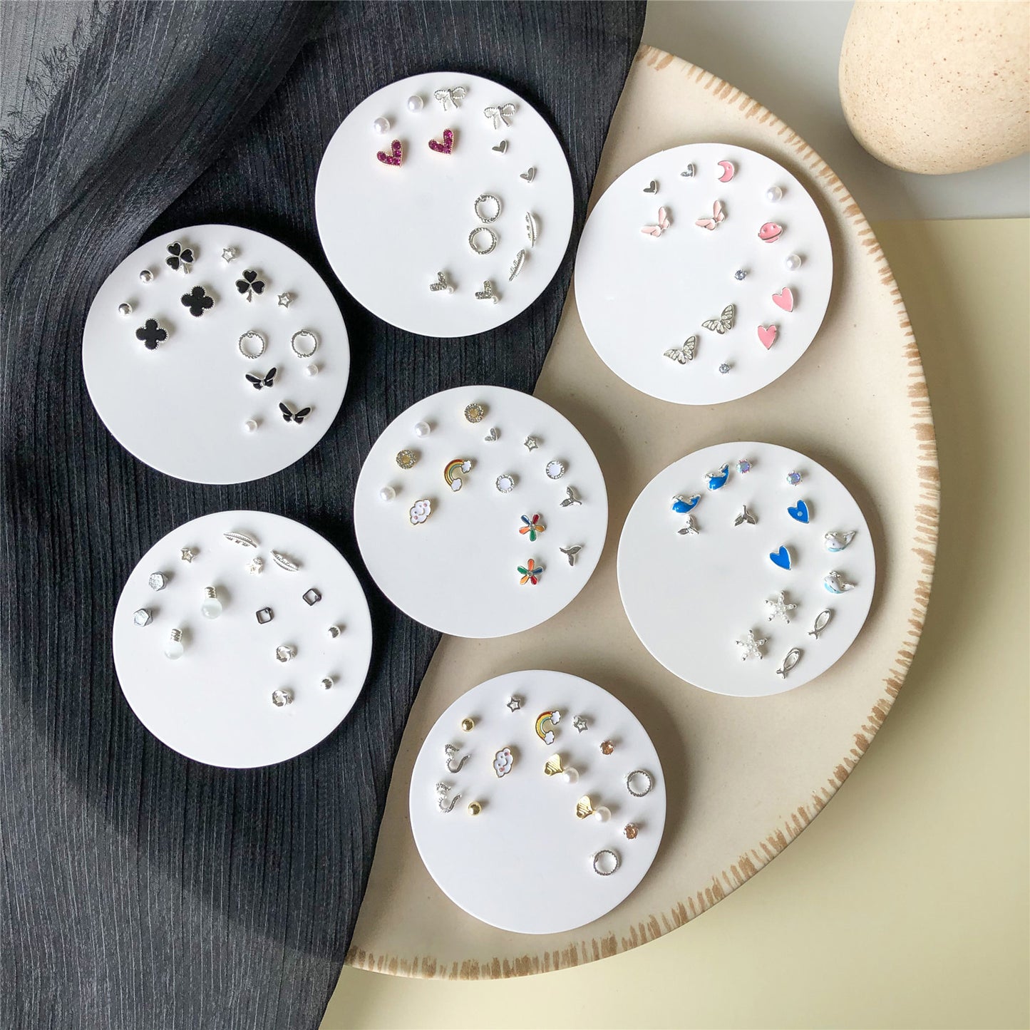 Minimalist Sweet Geometric Alloy Plated Stud Earrings with 925 Sterling Silver Posts for Women