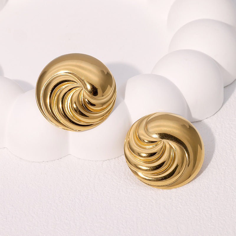 Orecchini a cerchio geometrici minimalisti in acciaio inossidabile da donna placcati oro