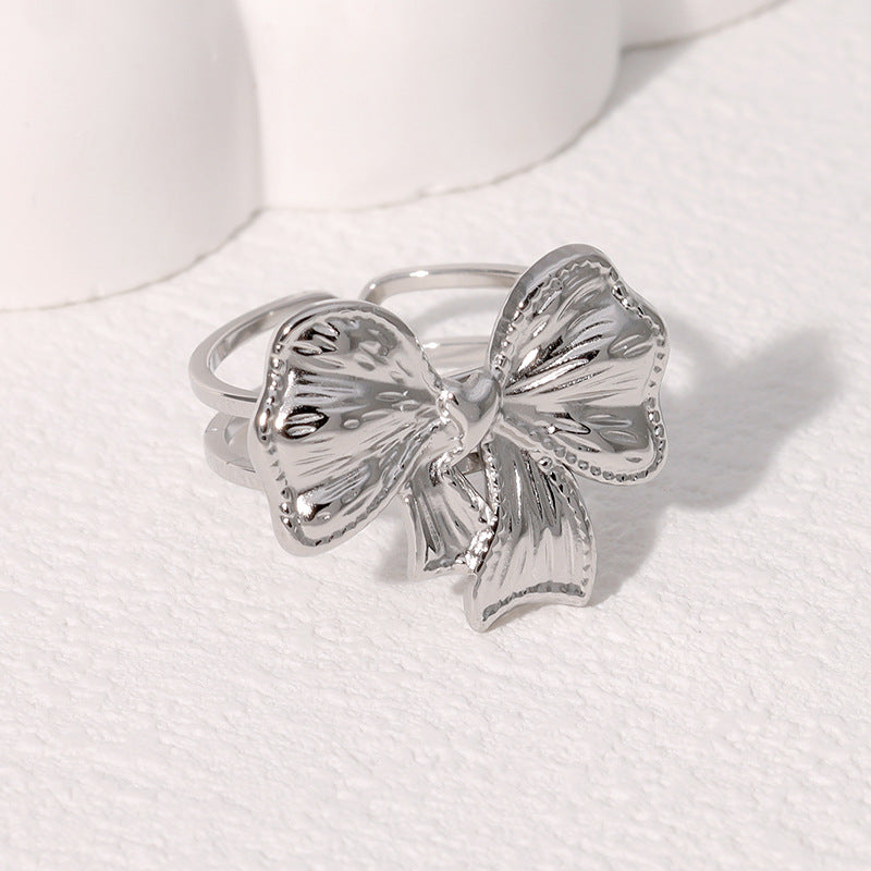 Geometric Floral Butterfly Heart Star Stainless Steel Adjustable Open Ring for Women with Plating Finish