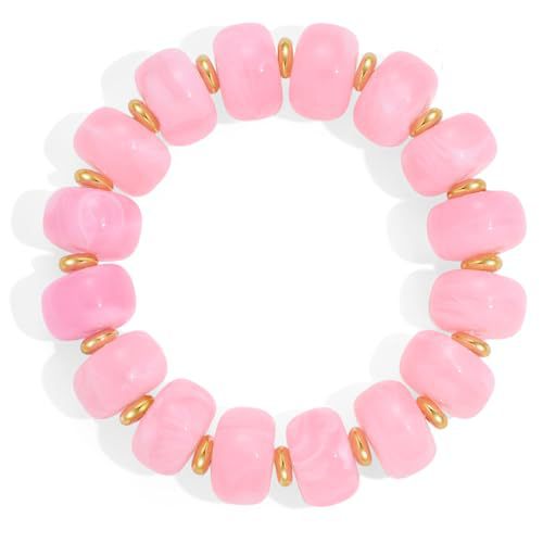 Bohemian Minimalist Geometric Round Resin Acrylic Beaded Bracelet for Women