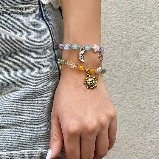 Pulsera de aleación con broche OT de perlas de imitación con corazón de estrella y mariposa personalizada