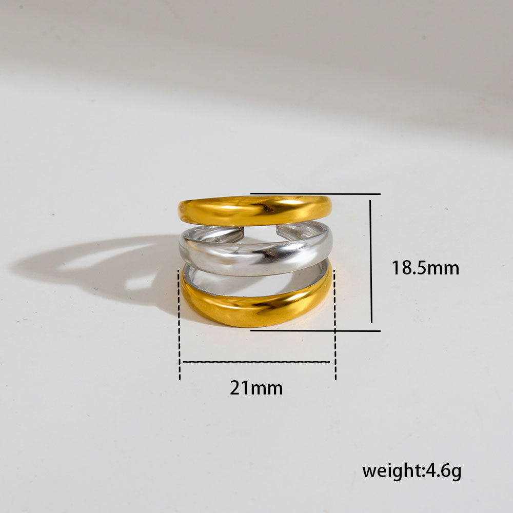 Anillo Minimalista Geométrico de Acero de Titanio para Mujeres y Hombres con Acabado Esmaltado y Banda Ajustable