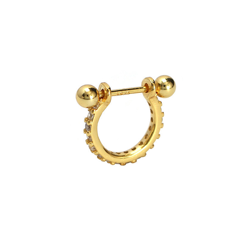 Orecchini a Cerchio Geometrici con Zirconi Cubici in Argento Sterling 925