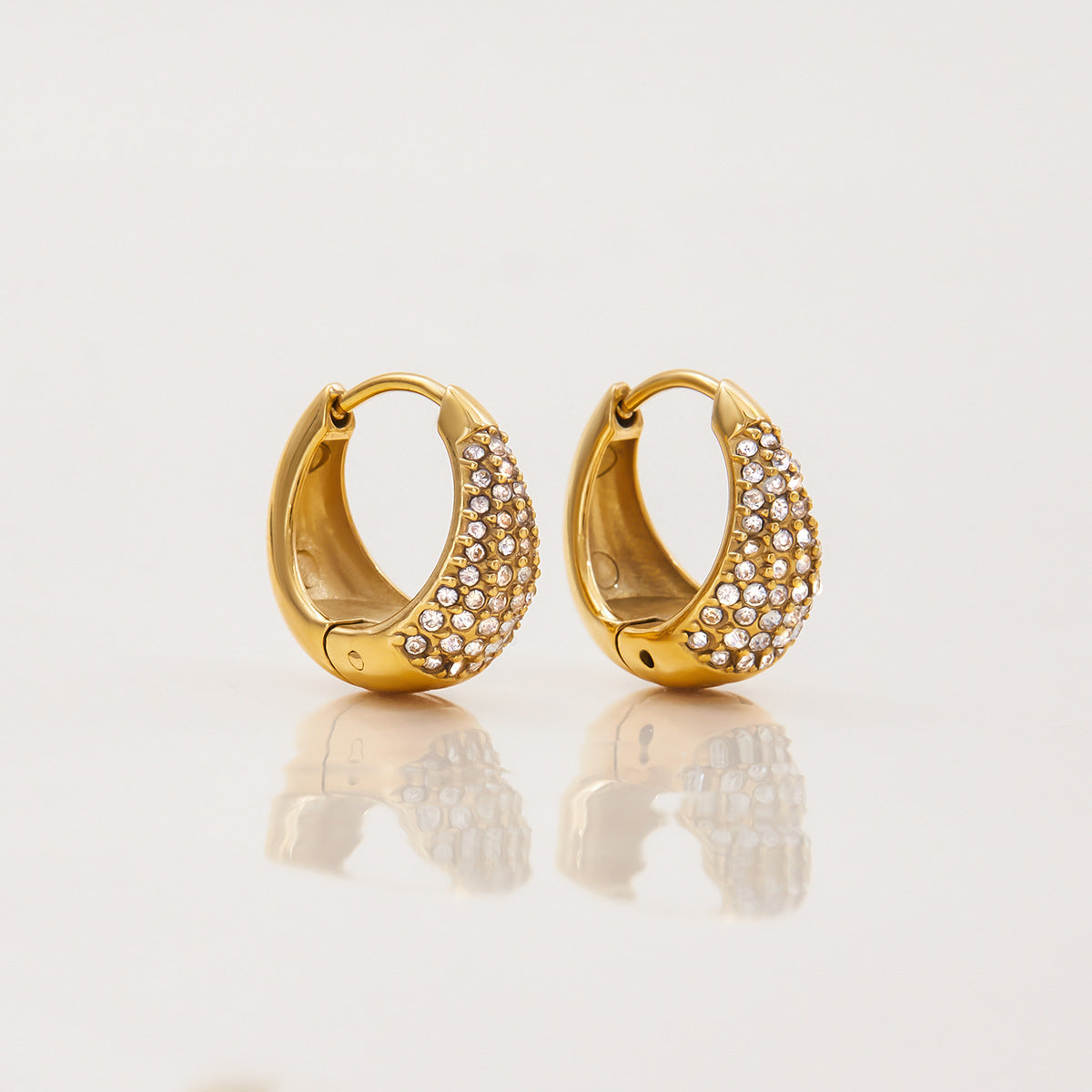Orecchini a Cerchio da Donna di Lusso in Acciaio Inox Placcato Oro 18K con Design Geometrico