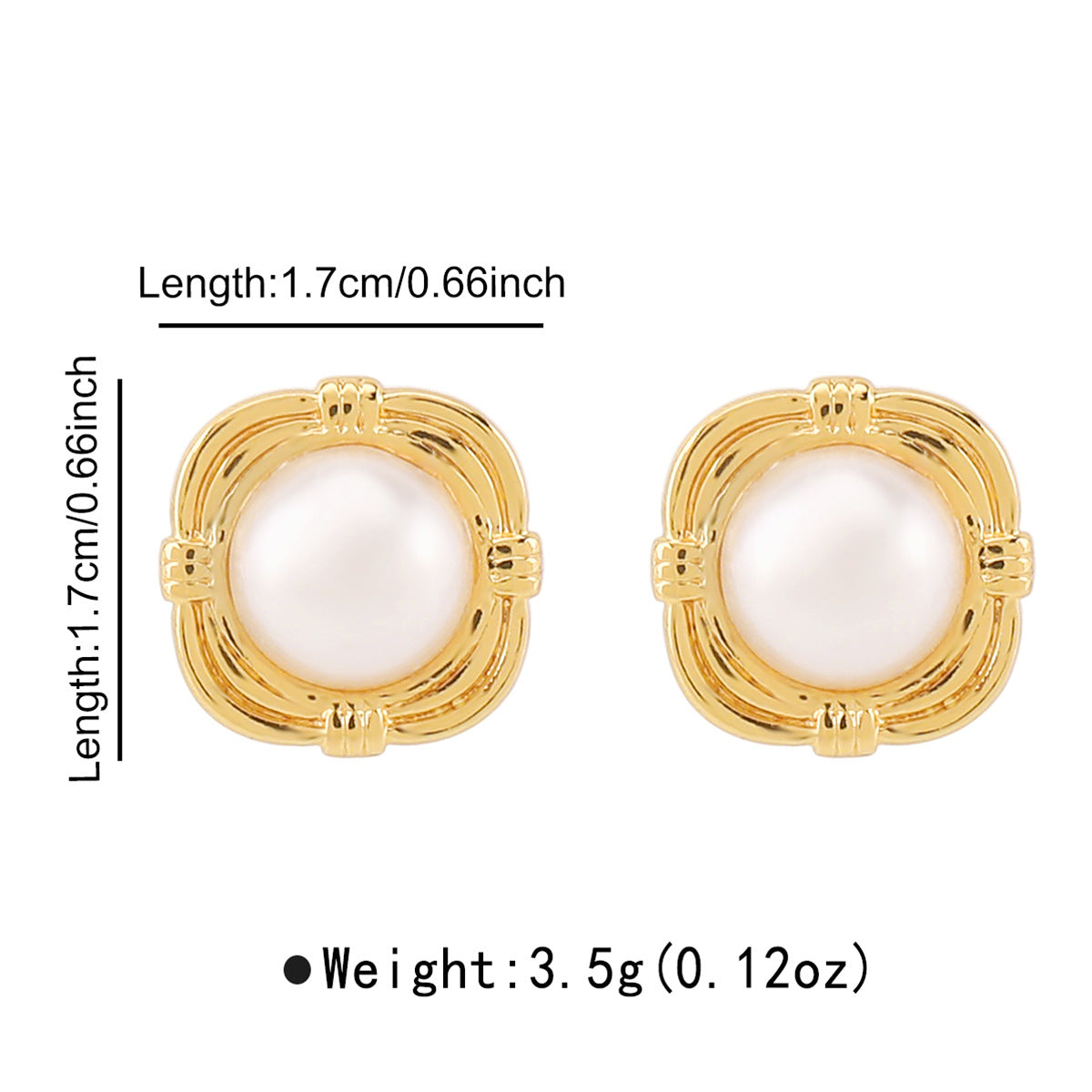 Vintage-Inspired Geometric Stainless Steel Stud Earrings for Women with Pearl Accents and Plated Finish