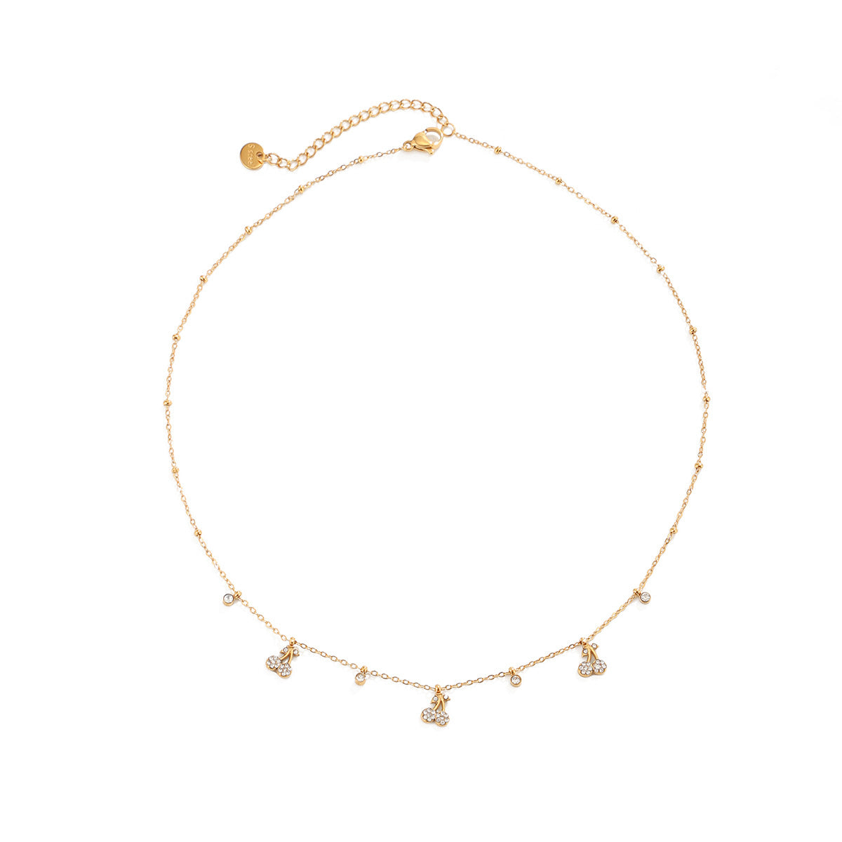 Sweet 18K Gold Plated Stainless Steel Star Cubic Zirconia Pendant Necklace for Women