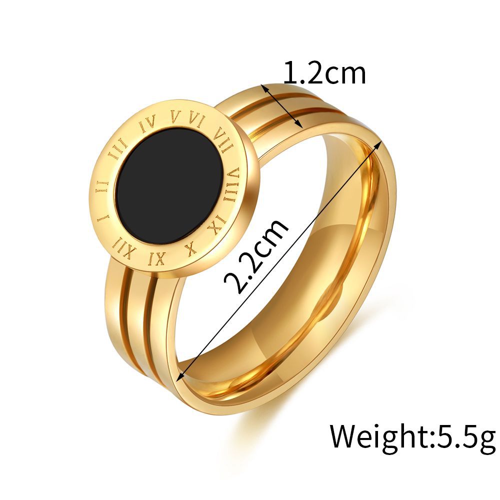 18K Gold Plated Stainless Steel Number Ring with Acrylic Inlay
