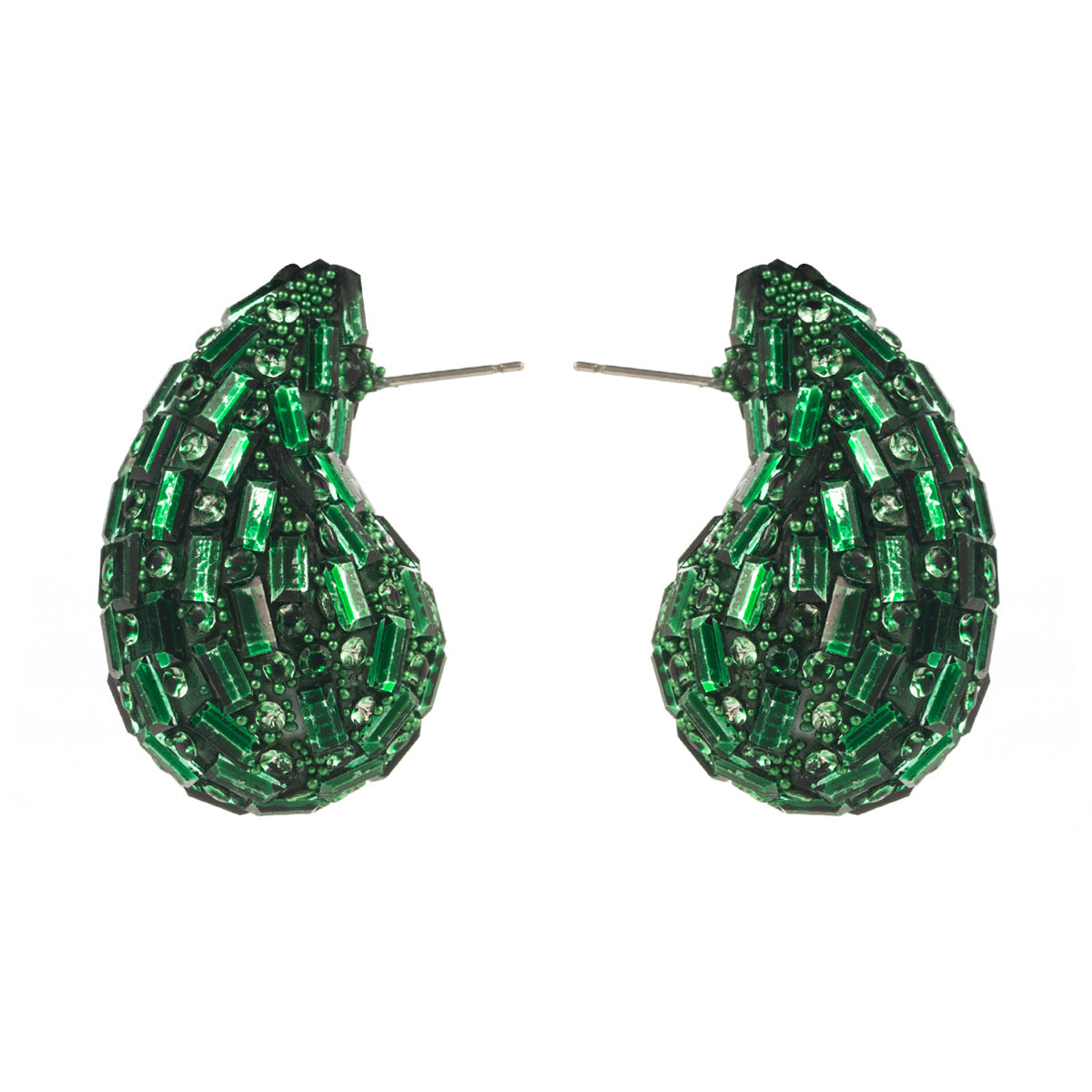 Pendientes de aleación con forma de lágrima, diseño artístico vintage, incrustaciones de diamantes de imitación y diseño de color degradado