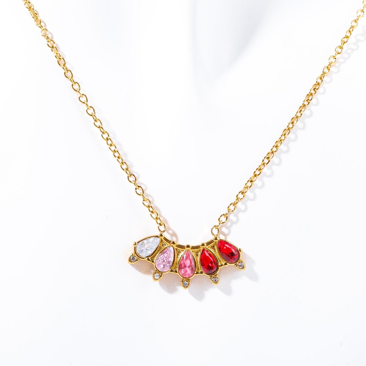 Vintage Geometric Stainless Steel Choker Necklace with 18K Gold Plating and Birthstone Accents