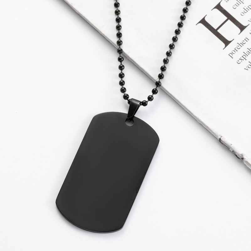 Collana unisex con ciondolo a piastrina per cane rettangolare geometrica personalizzata in acciaio al titanio