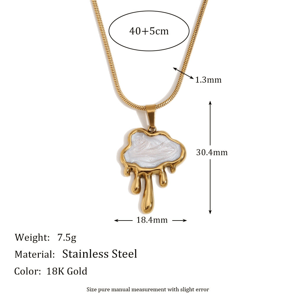 Vintage Elegant Geometric Stainless Steel 18K Gold Plated Necklace with Titanium Steel Pendant Snake Chain for Women