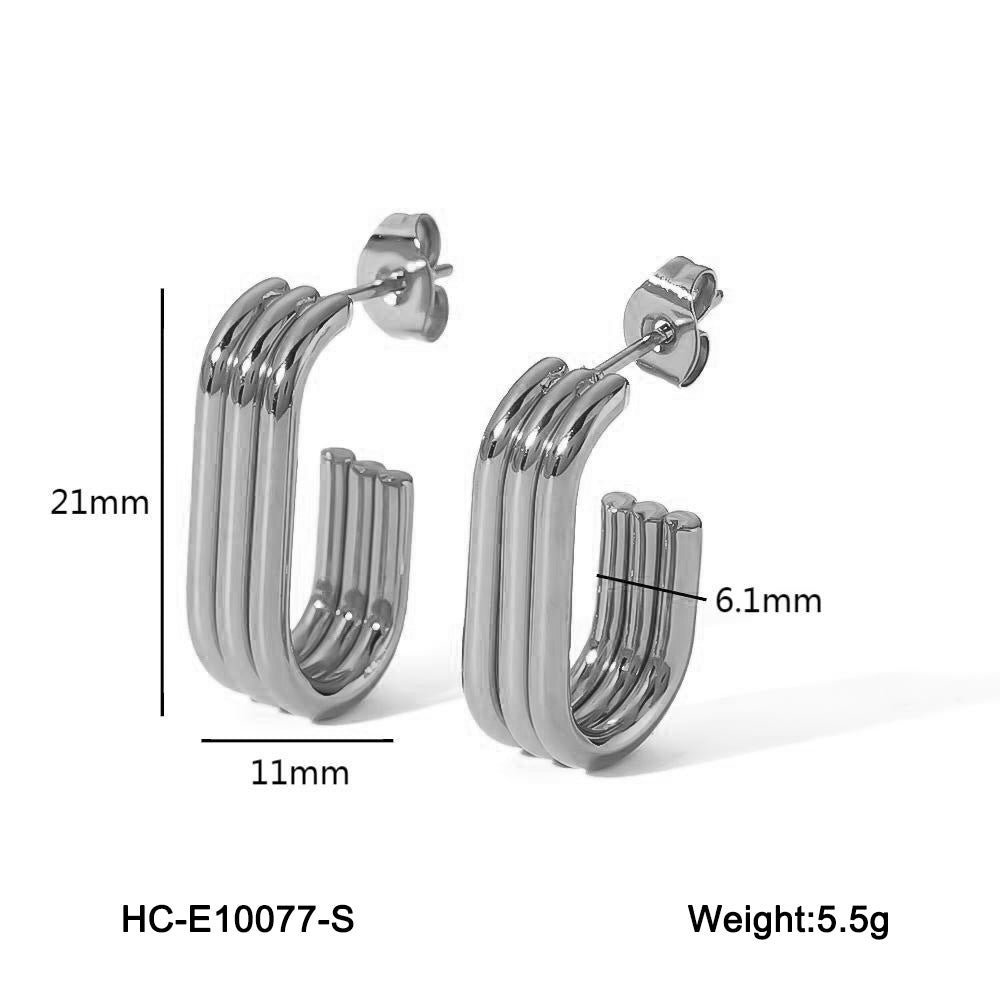 Geometric Stainless Steel Hypoallergenic Coil Earrings for Women with Plated Finish