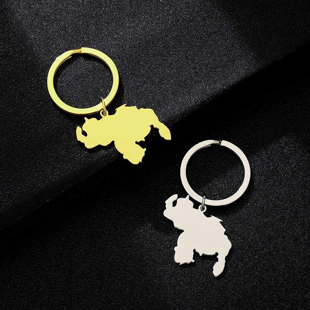 Accessorio con ciondolo portachiavi in acciaio al titanio con finitura liscia in stile etnico per uomo e donna