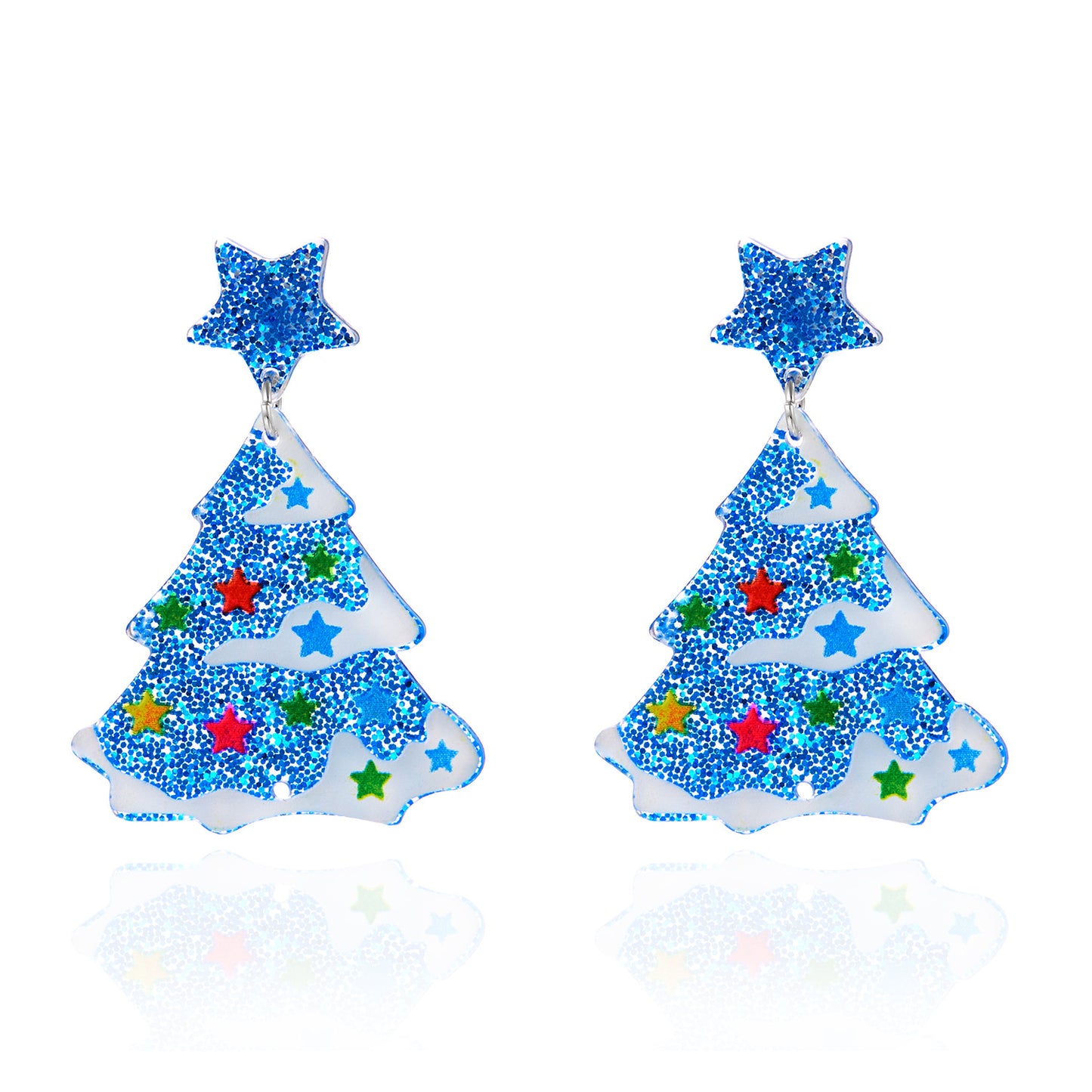 Fashion OL Acrylic Santa Claus and Snowflake Stud Earrings with Plating Finish for Women