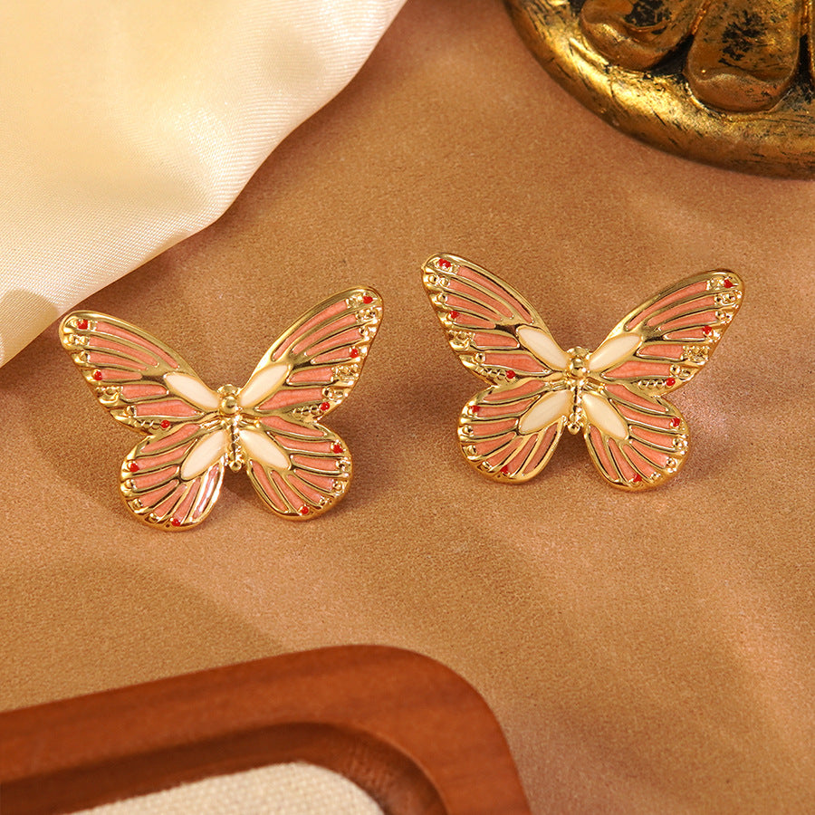 Sweet Drip Oil Stainless Steel Butterfly Earrings Glow in the Dark