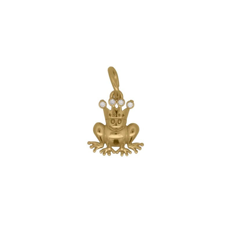 Vintage 18K Gold Plated Stainless Steel Geometric Animal Frog Mushroom Charm Bar for Women