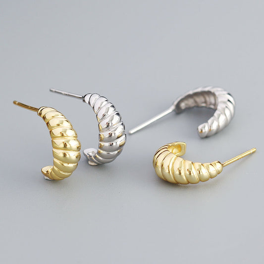 Pendientes de Plata de Ley S925 Geométricos para Mujer con Acabado Chapado — Joyería Minimalista y a la Moda