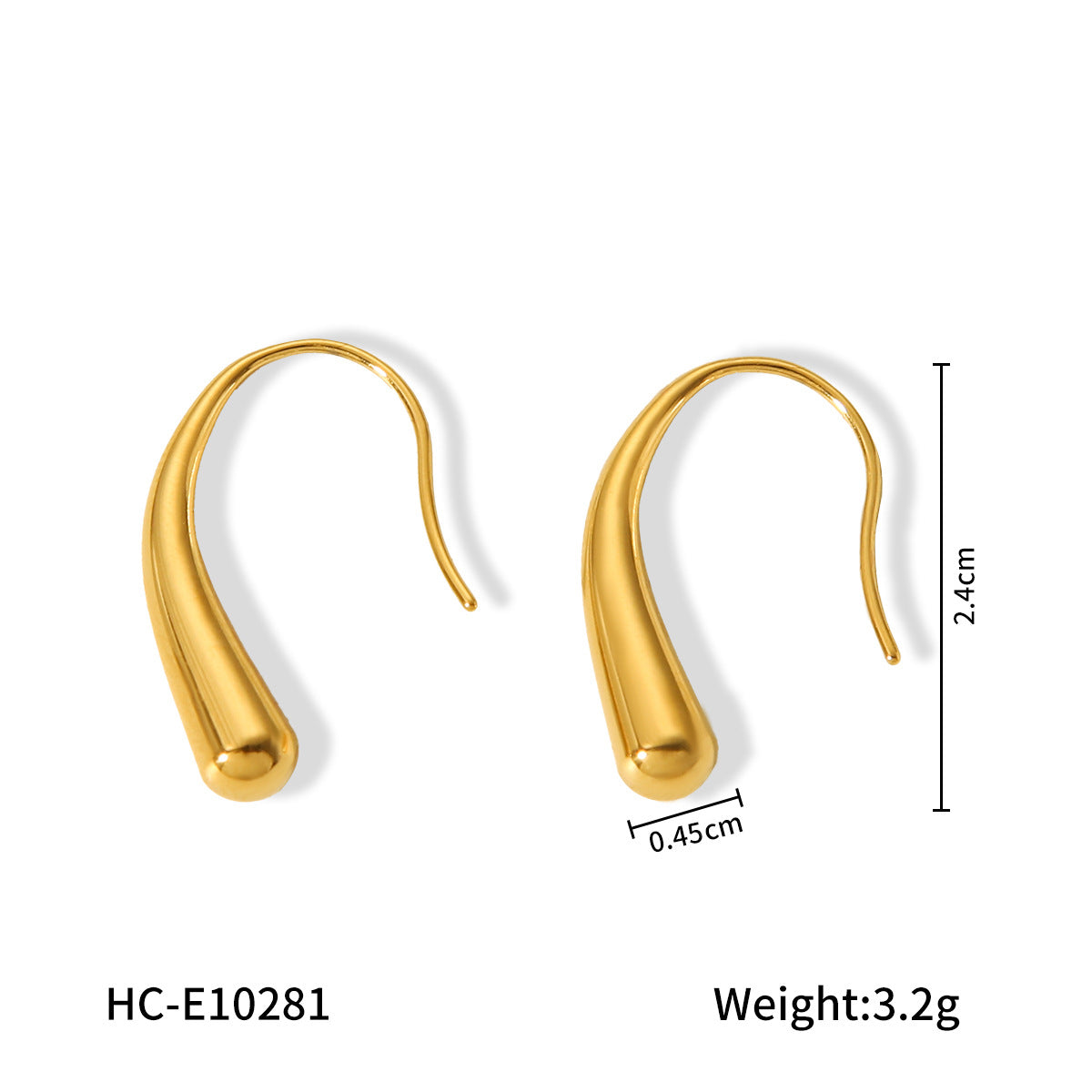 Orecchini da donna geometrici a goccia in acciaio al titanio placcato oro 18K in stile Fashion Ins