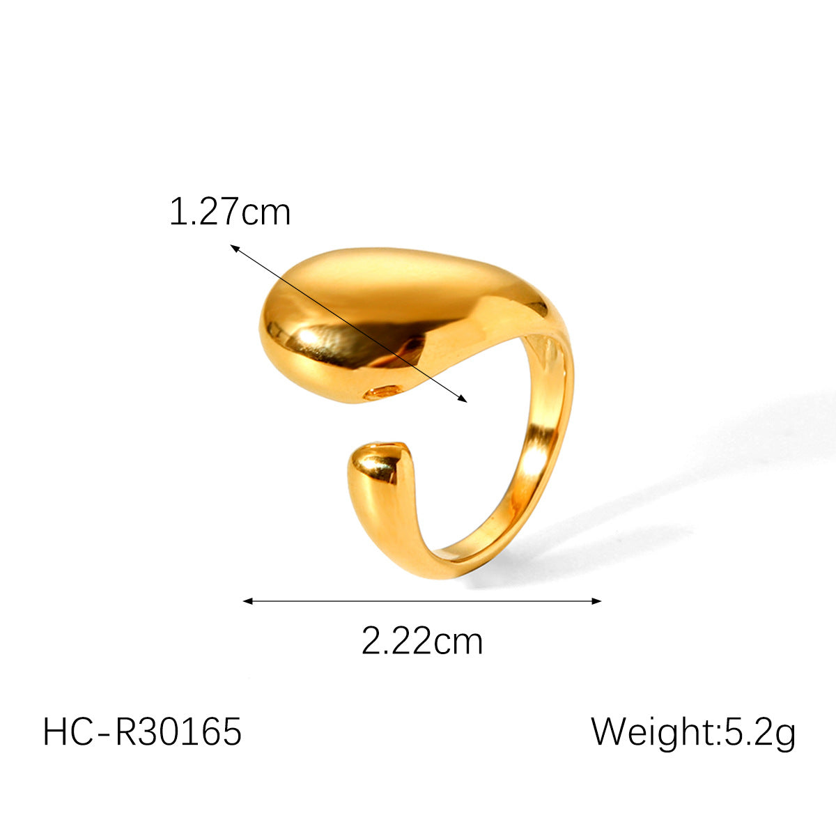 Anello aperto geometrico minimalista in acciaio inossidabile placcato oro 18 carati, gioielli alla moda da donna