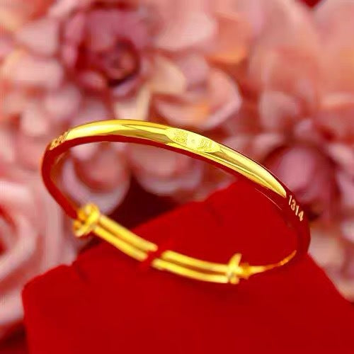 Minimalist Chinese Style Copper Bracelet with Plated Finish for Women, Geometric and Elegant Hand Jewelry