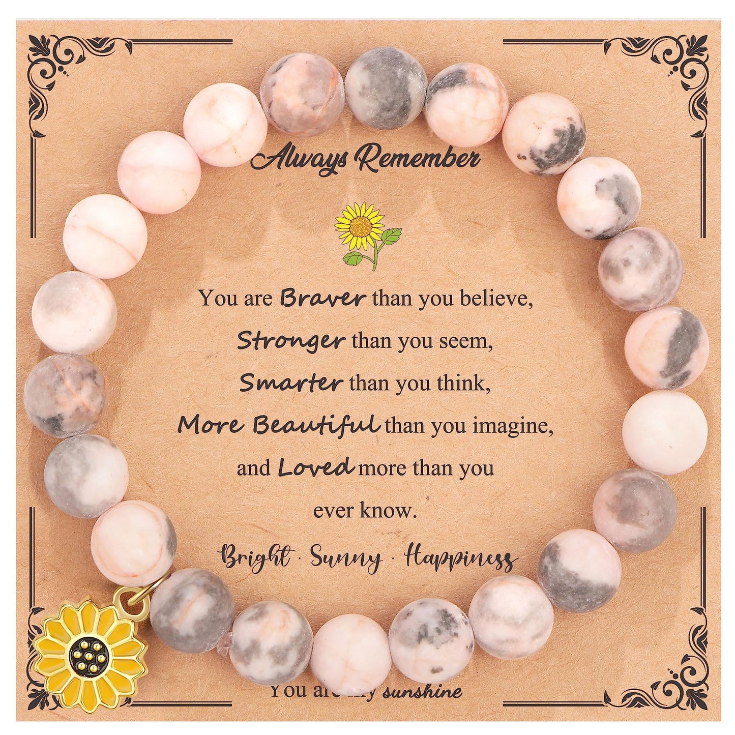 Sweet Floral Sunflower Gemstone Charm Bracelet for Women