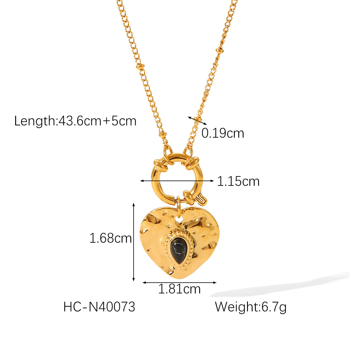 Vintage French Court Style Heart-Shaped Titanium Steel Plated Necklace for Women with O-Chain and Geometric Accent