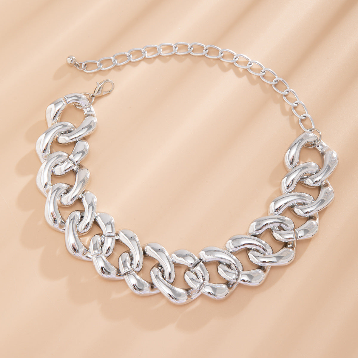 Punk Hip-hop Minimalist Geometric Plated Alloy Necklace with Brass Pendant for Women