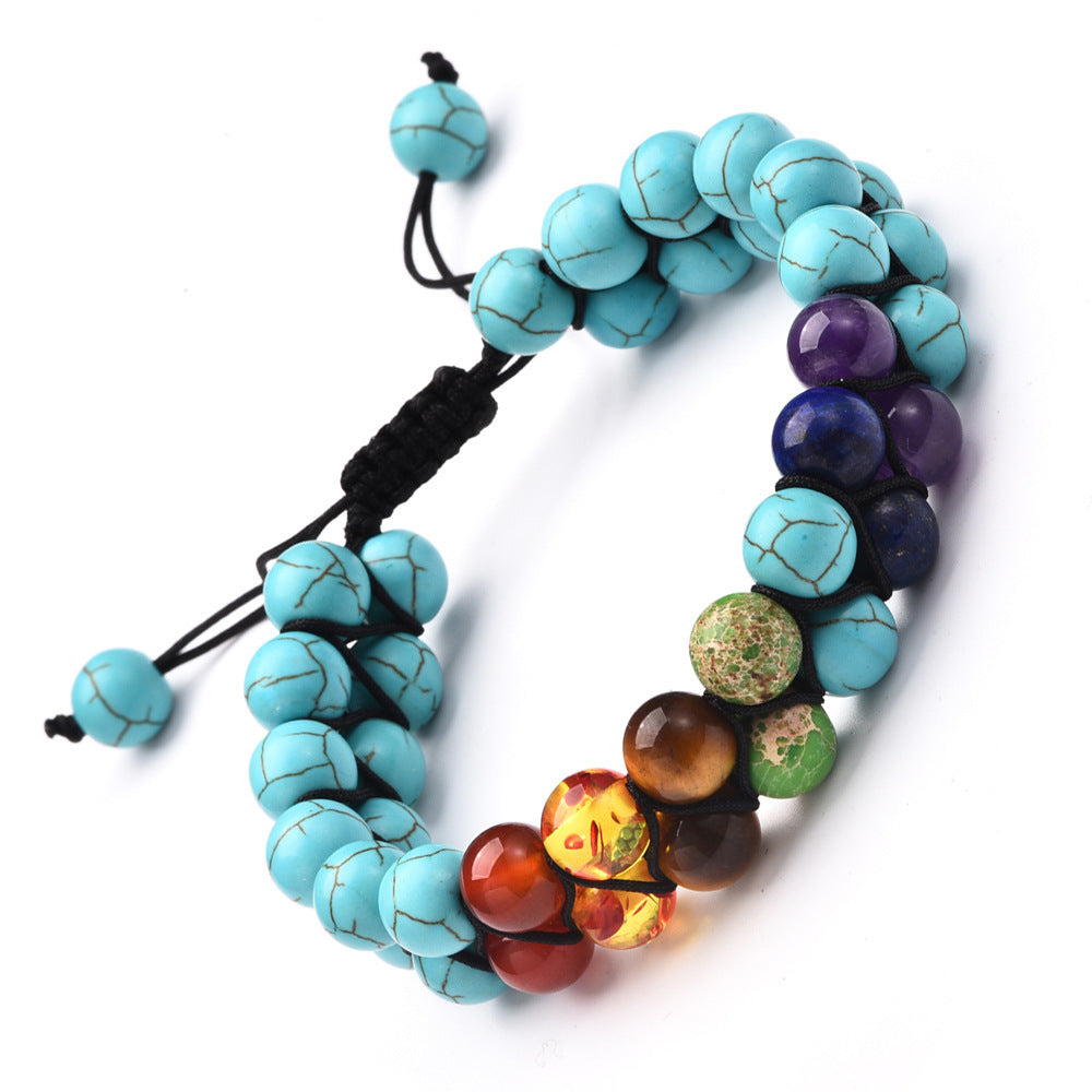Sweet Geometric Matte Agate Turquoise Woven Bracelet Unisex Yoga Jewelry