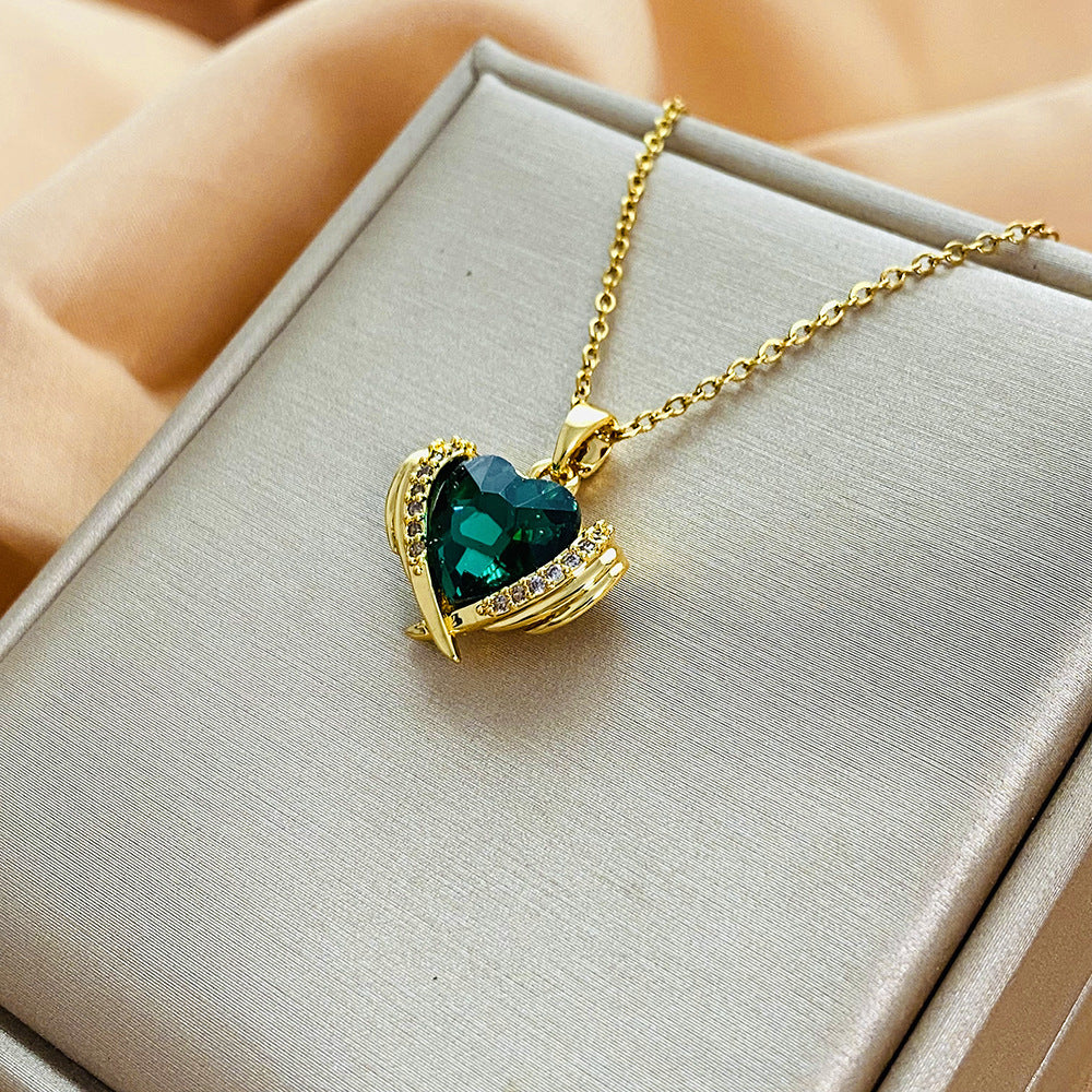 Collana Minimalista da Donna in Acciaio al Titanio a Goccia con Finitura Elettroplaccata e Catena a Maglie O