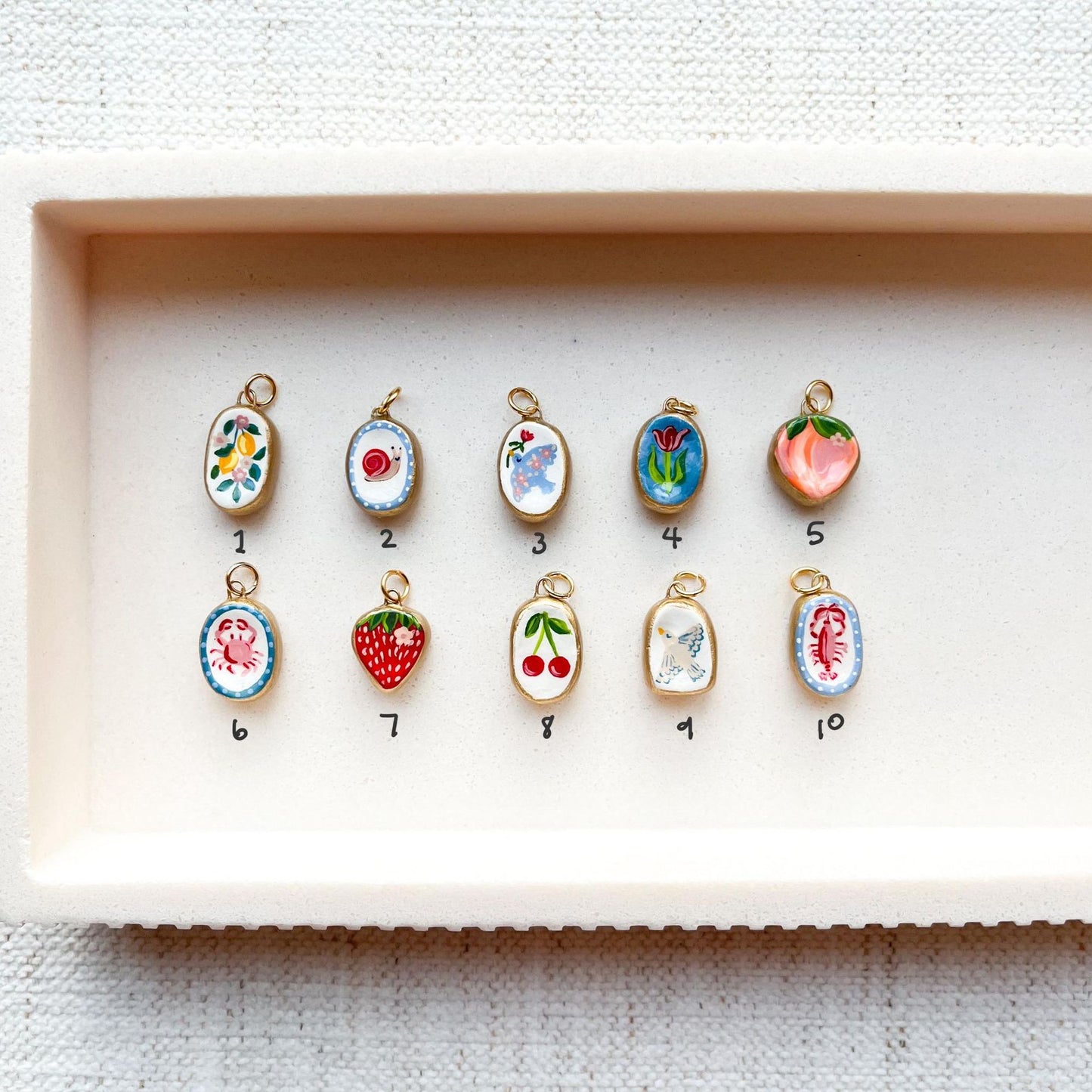 Vintage 18K Gold Plated Cartoon Fruit Drip Oil Brass Charm Bar for Women