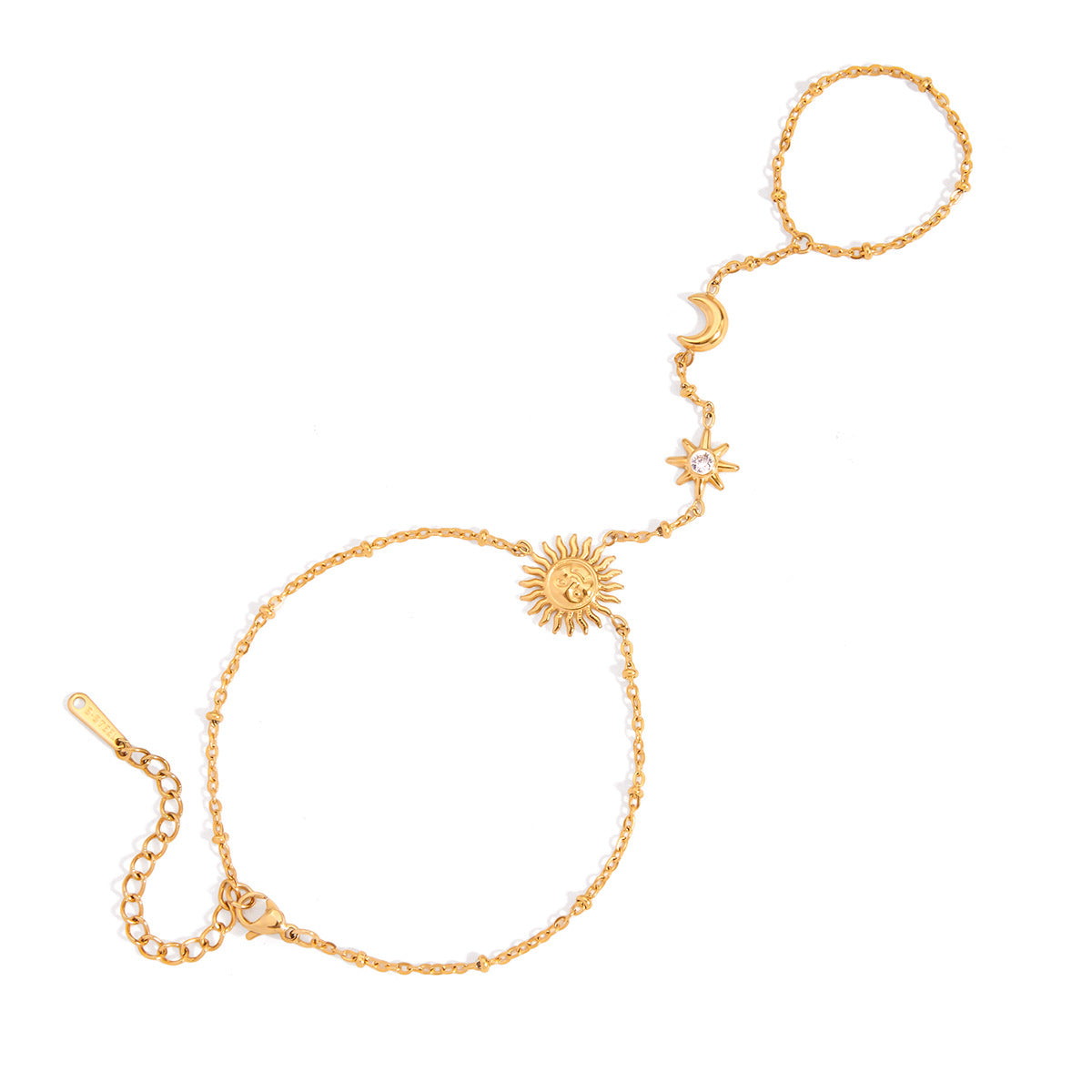 Pulsera Minimalista de Sol Geométrico de Acero Inoxidable para Mujer con Acabado Chapado, Hipoalergénica y Resistente al Deslustre