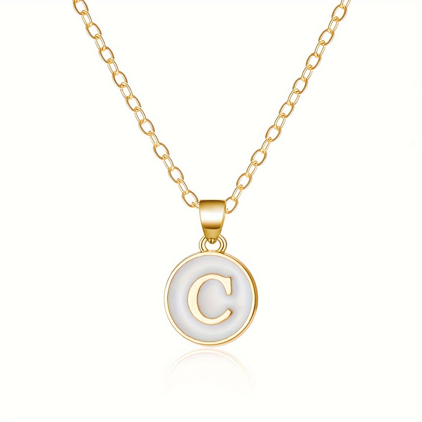 Collana con Pendente a Goccia d'Olio Alfabeto Lettera Rotonda Minimalista in Lega Placcata, Bicolore Bianco e Nero