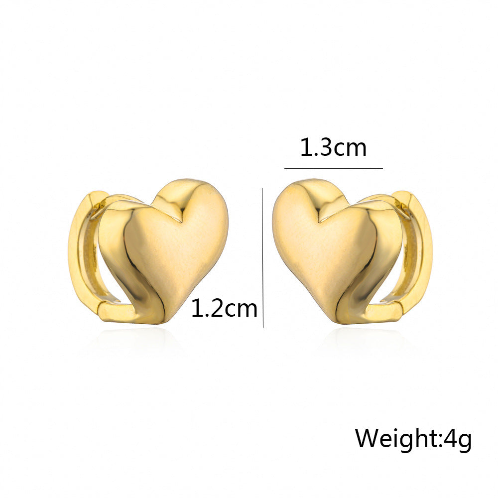 Minimalist Geometric Copper Earrings with 14K Gold Plating and 925 Sterling Silver Posts for Women