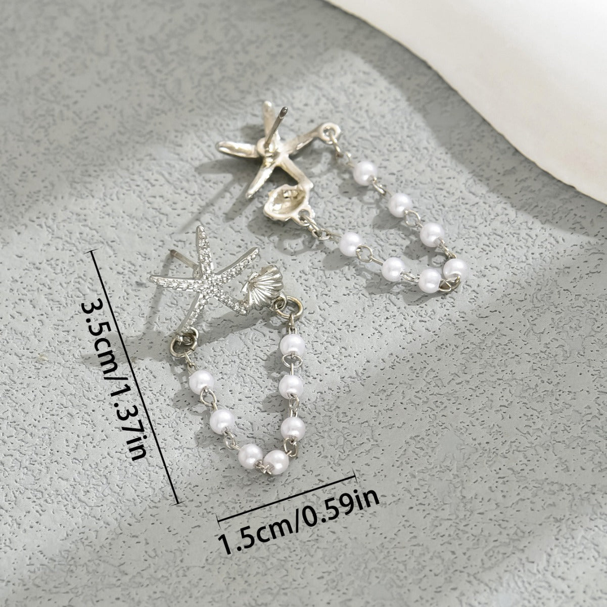 Sweet and Fresh Star-Shaped Pearl-Inlaid Earrings with Shell and Star Motifs for Women