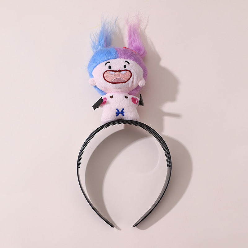 Fascia per capelli per bambini a forma di topo da cartone animato, in tessuto con rivestimento in resina e bordo in pizzo