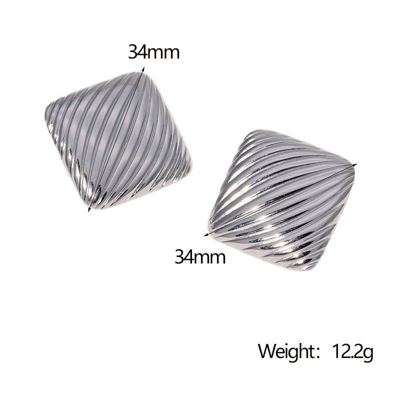 Elegant 18K Gold Plated Square Geometric Stainless Steel Earrings for Women