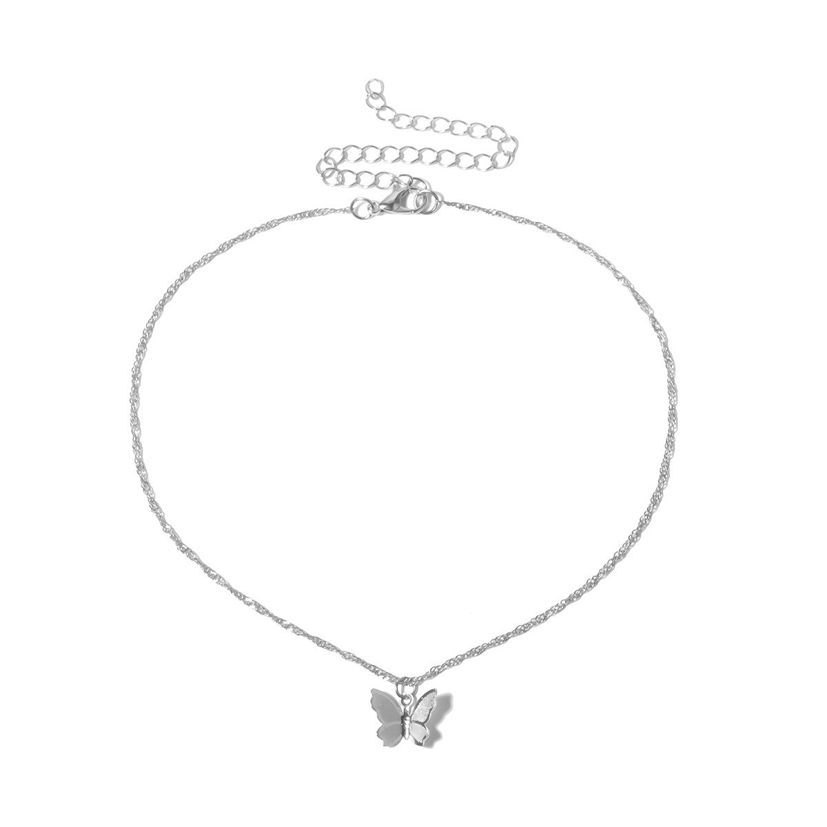 Collar de mujer minimalista con colgante de mariposa de metal chapado y diseño geométrico