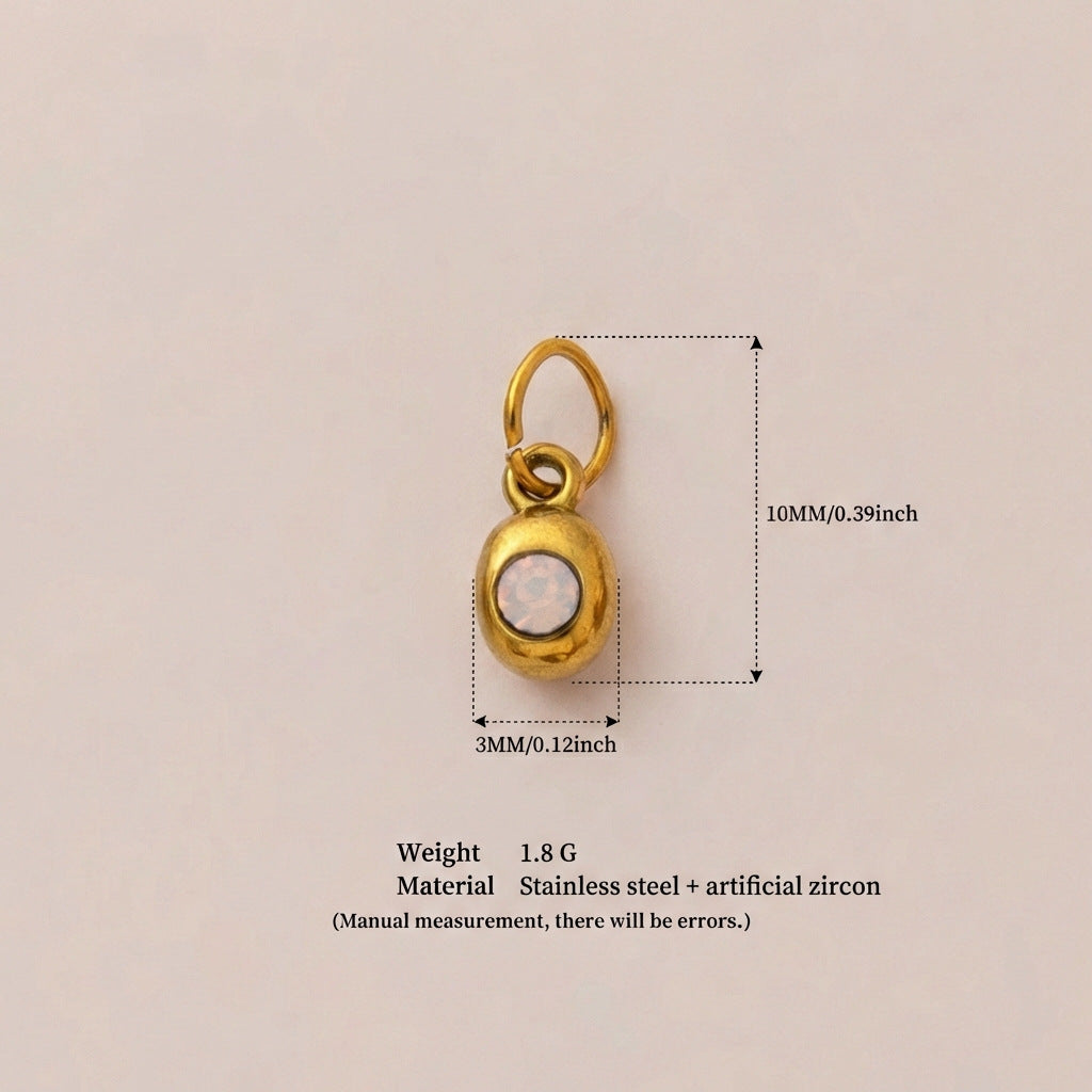 Vintage Geometric Stainless Steel 18K Gold Plated PVD DIY Charm Bar Necklace with 12 Birthstones