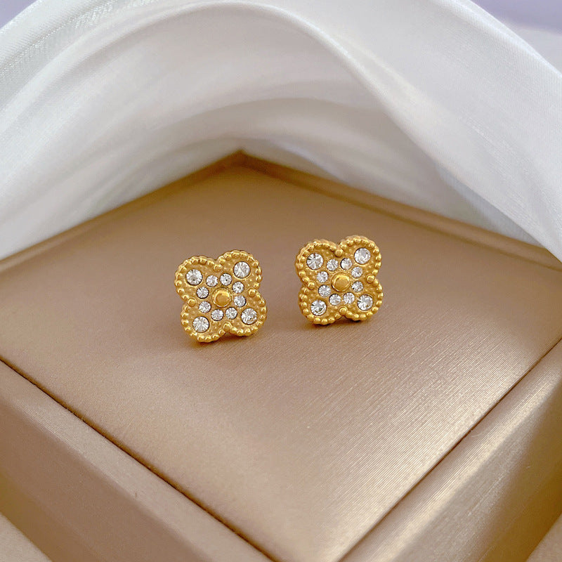 Minimalist Sweet Geometric Titanium Steel Plated Stud Earrings