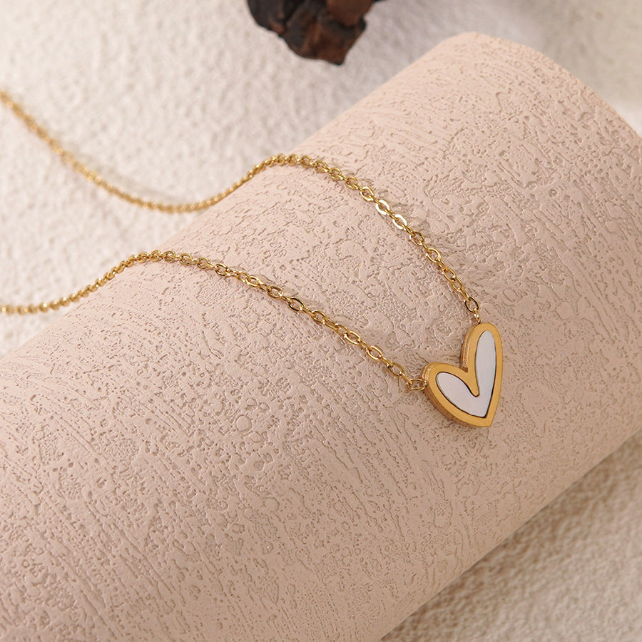 Luxury 18K Gold Plated Stainless Steel Heart Floral Cubic Zirconia Necklace for Women