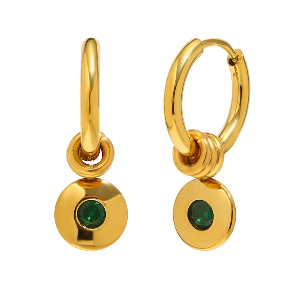 Minimalist 18K Gold Plated Stainless Steel Round Geometric Pendant Necklace for Women