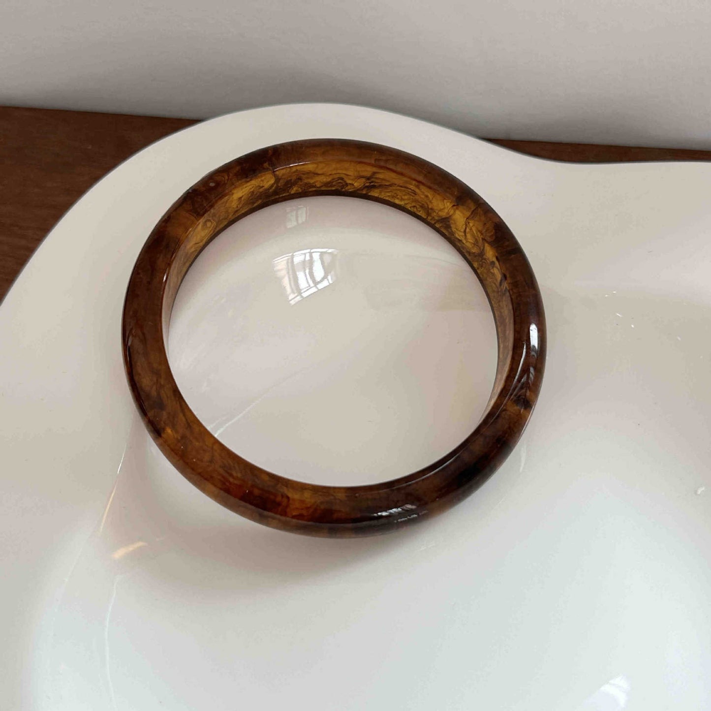 Vintage Polished Round Marble Texture Resin Bracelet Set