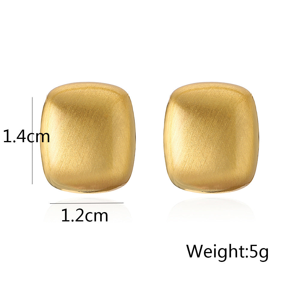 Minimalist Geometric Stud Earrings for Women Copper Base with Real Gold Plating and Brushed Finish