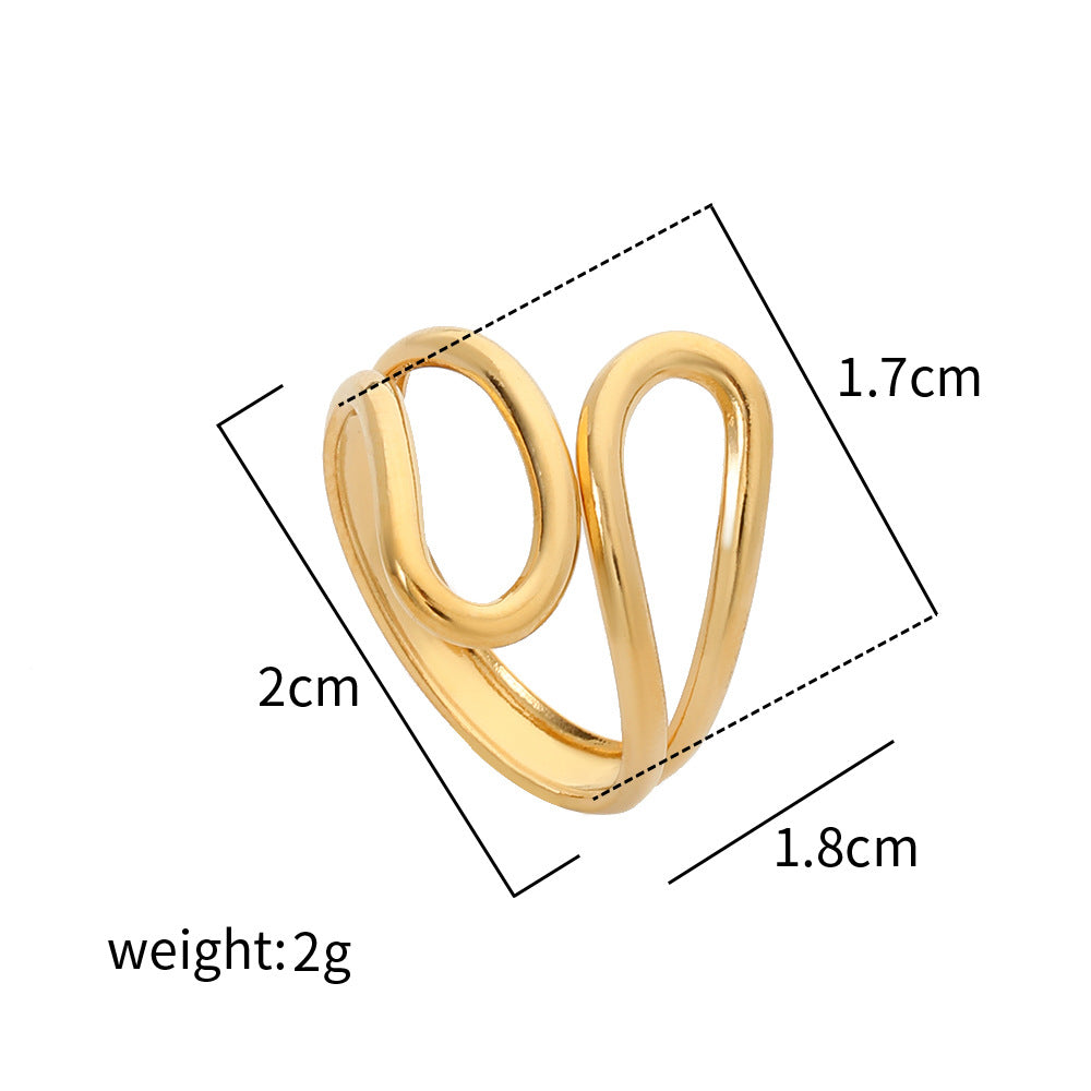 Minimalist Geometric Round Titanium Steel Plated Open Ring for Unisex